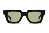 AM Eyewear Ming black photochromic green sunglasses with chunky square acetate frame and green tinted lenses