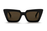 AM Eyewear Renae sunglasses with chunky black acetate cat-eye frame and brown tinted lenses