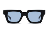 AM Eyewear Ming black photochromic blue sunglasses with chunky square acetate frame and tinted blue lenses