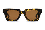 AM Eyewear Ming gents tort sunglasses with chunky square acetate frame and brown tinted lenses