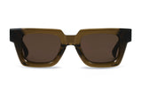 AM Eyewear Ming khaki sunglasses with chunky square translucent acetate frame and brown tinted lenses