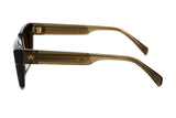Ming temple profile in translucent khaki acetate with gold AM crown logo and inner gold wire striping
